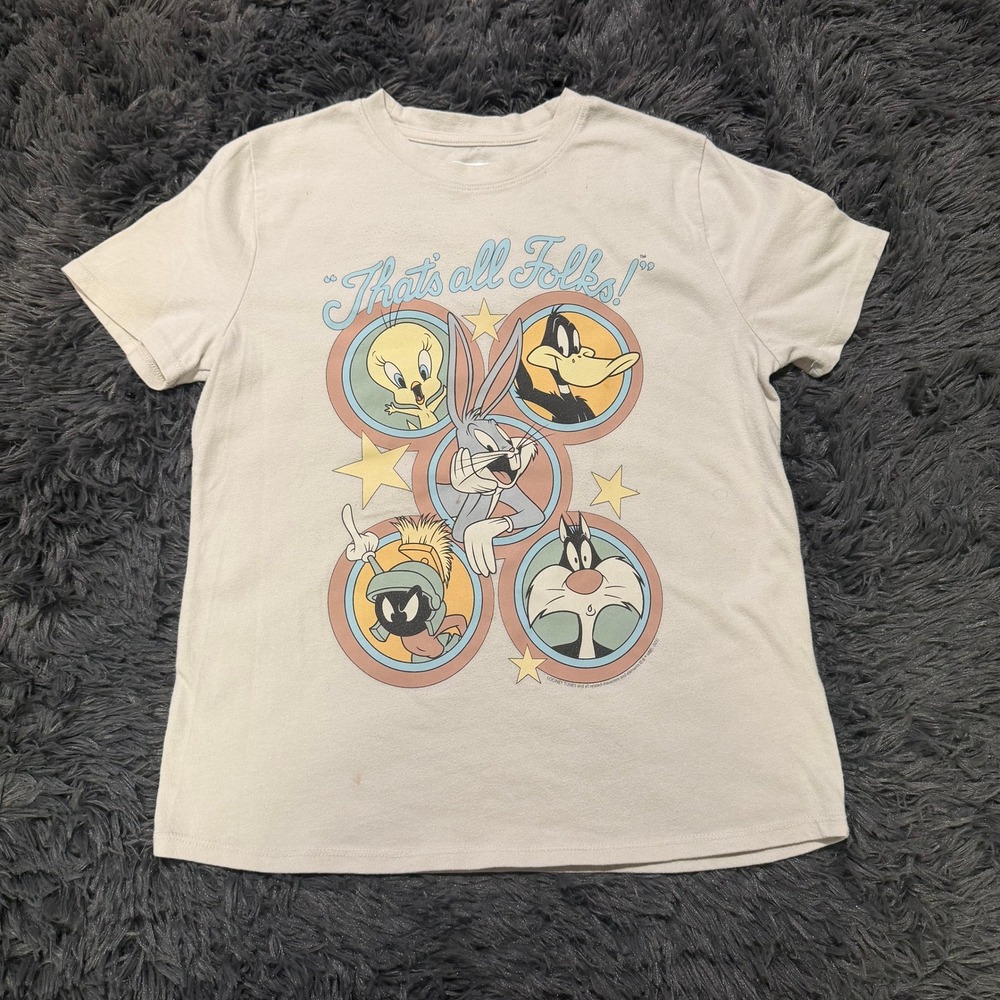 Abercrombie Kids Looney Tunes Thats All Folks Graphic T-Shirt Beige Size 11/12